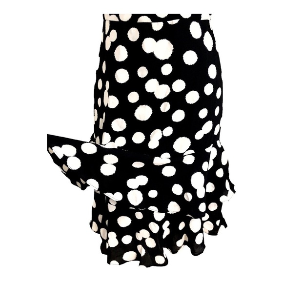 Nicole miller studio black oversize polka dot flutter hem flirty dress size 2 - Picture 8 of 16